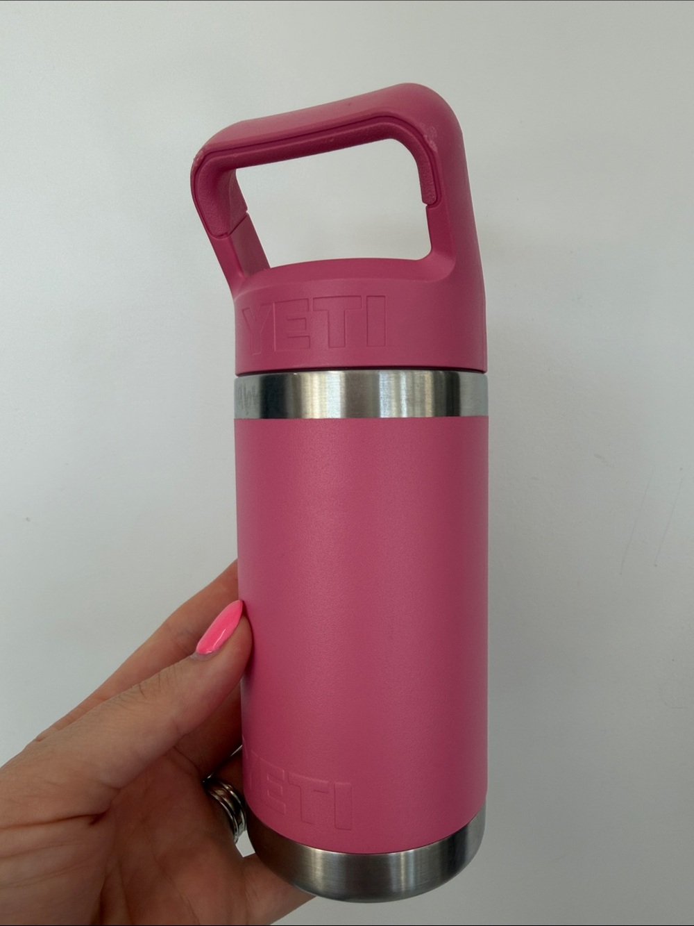 Yeti Pink Insulated Rambler Bottle with Handle small